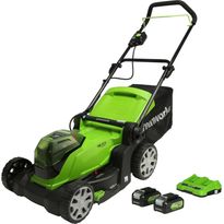 Akkuruohonleikkuri Greenworks G24X2LM41K2x, 41cm, 2x24V, 2x2.0Ah akuilla