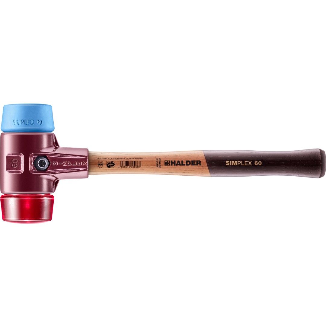 Vaihtopäävasara Halder Simplex 3016.060, 405mm/Ø60mm, 1450g, TPE-soft/muovi