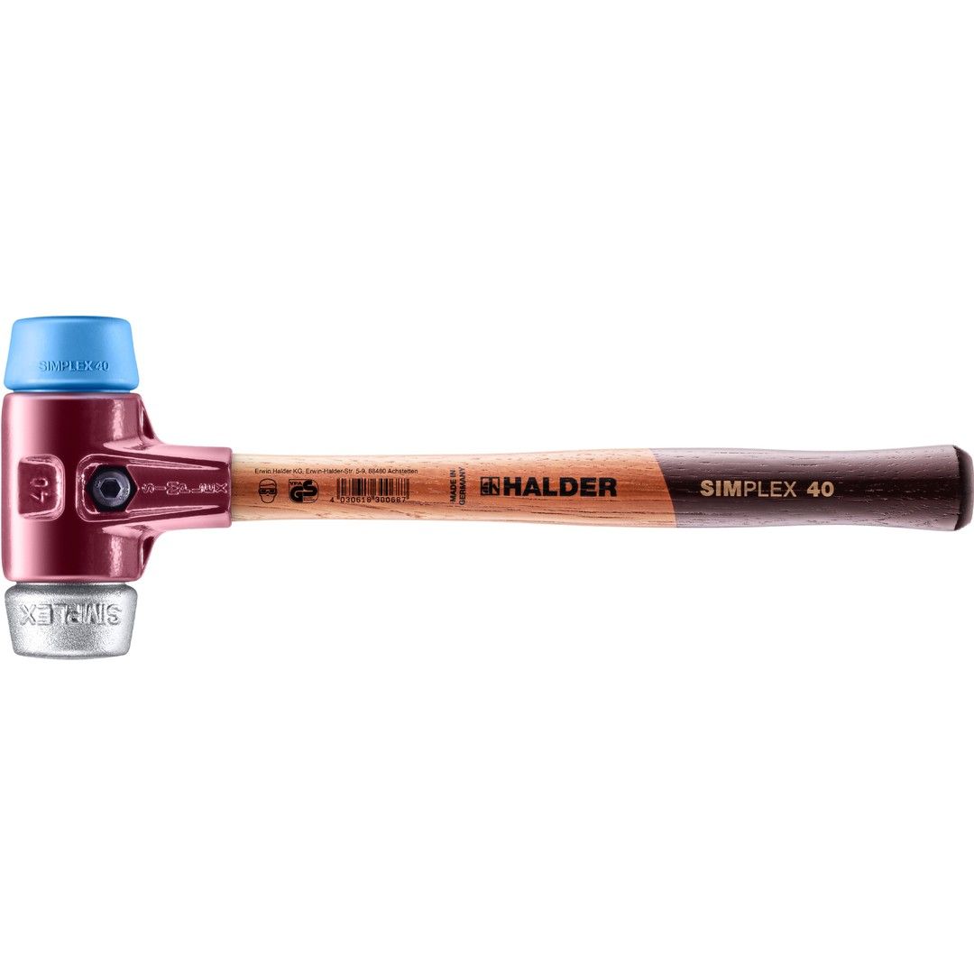 Vaihtopäävasara Halder Simplex 3019.040, 325mm/Ø40mm, 690g, TPE-soft/kevytmetalli