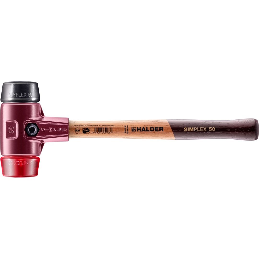 Vaihtopäävasara Halder Simplex 3026.050, 370mm/Ø50mm, 1130g, kumikomp./muovi