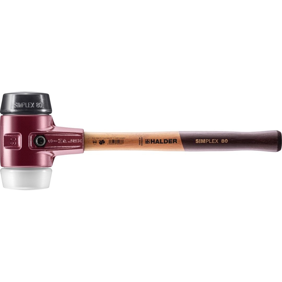 Vaihtopäävasara Halder Simplex 3027.080, 490mm/Ø80mm, 2770g, kumikomp./supermuovi