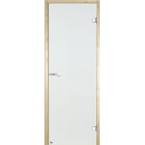 Saunan lasiovi 8x19, kirkas lasi, mäntykarmi, Verkkokaupan poistotuote