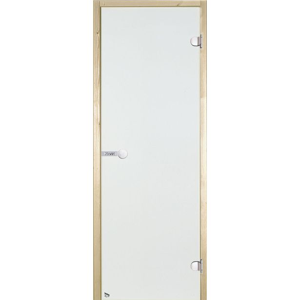 Saunan lasiovi 8x19, kirkas lasi, mäntykarmi