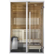 Kylpyhuonesauna Sirius Formula, 1200x1240, eri materiaaleja, lämpökäsitelty panelointi