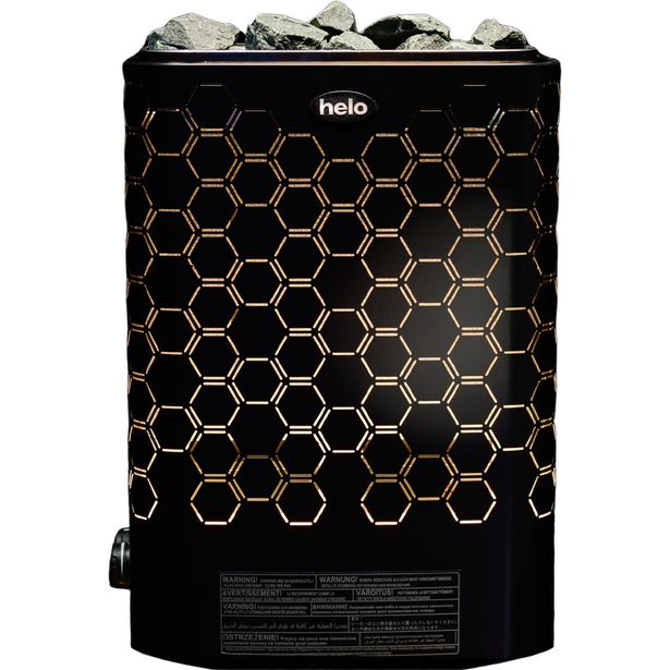 Sähkökiuas Helo Vienna LED STS Black, kiinteä ohjaus