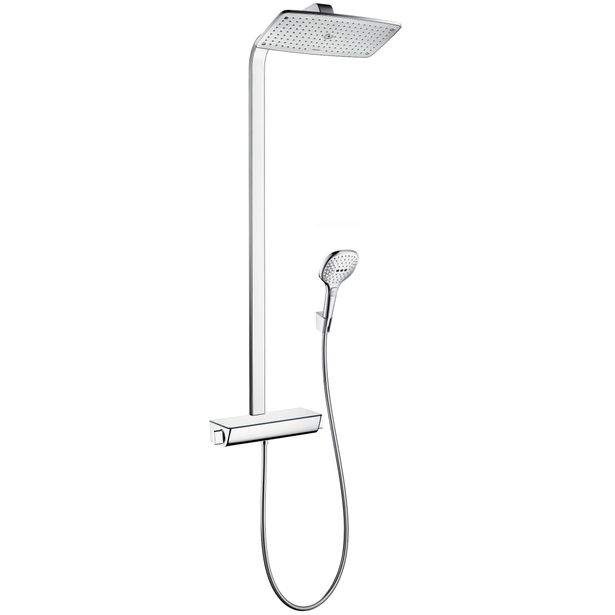 Sadesuihkusetti Hansgrohe Raindance Select 360 Showerpipe, termostaattihanalla, suihkupää ø360mm, vettä säästävä, kiiltävä kromi, Verkkokaupan poistotuote