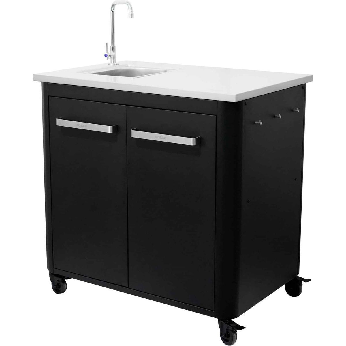 Ulkokeittiö lavuaarilla ja hanalla Cozze, 90x60x90cm, rosteritaso, musta