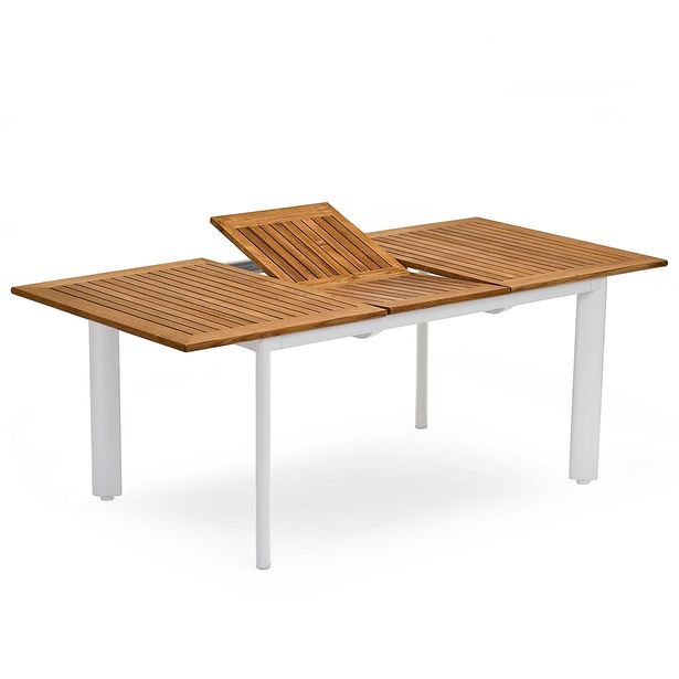 Ruokapöytä Nydala, jatkettava, 90x150/200cm, pyöreät jalat, valkoinen/tammi