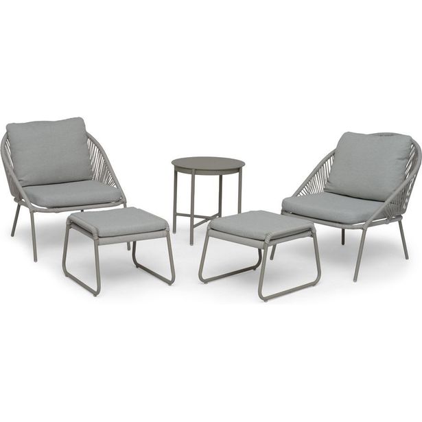 Oleskeluryhmä Hillerstorp Holmsund, 2 nojatuolia + 2 rahia + pöytä, beige/harmaa