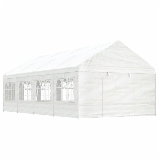 Huvimaja katolla valkoinen 8,92x4,08x3,22 m polyeteeni
