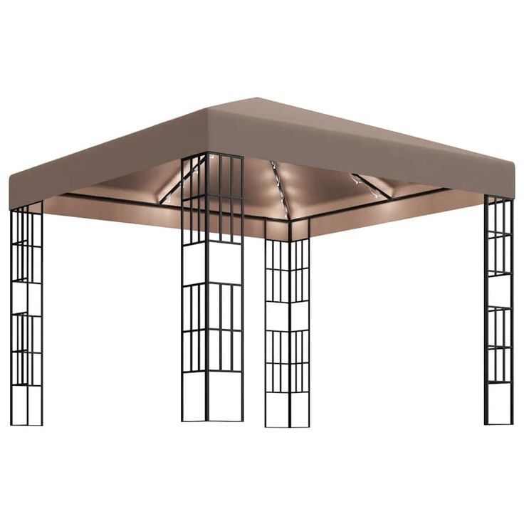 Huvimaja LED-valonauhoilla 3x3 m ruskeanharmaa (70324)