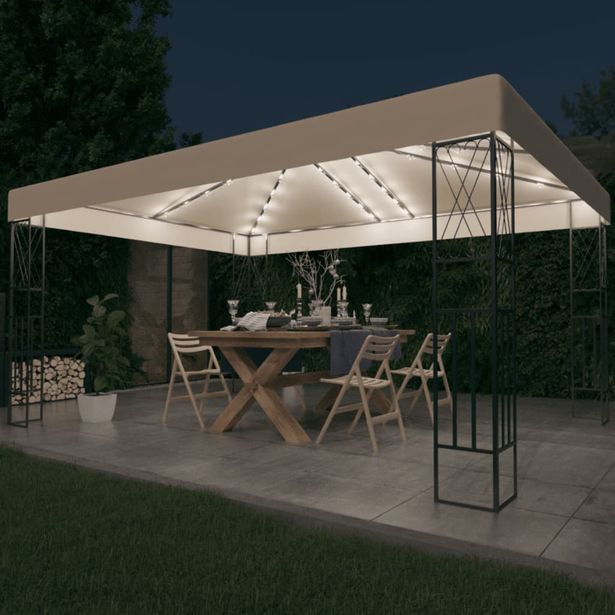 Huvimaja LED-valonauhoilla 3x4 m kangas kerma