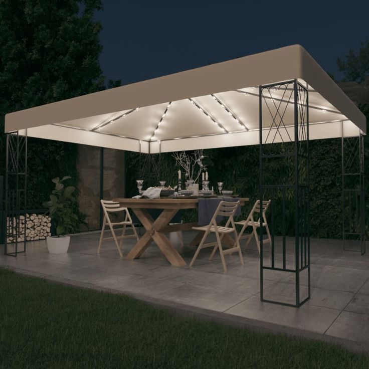 Huvimaja LED-valonauhoilla 3x4 m kangas kerma