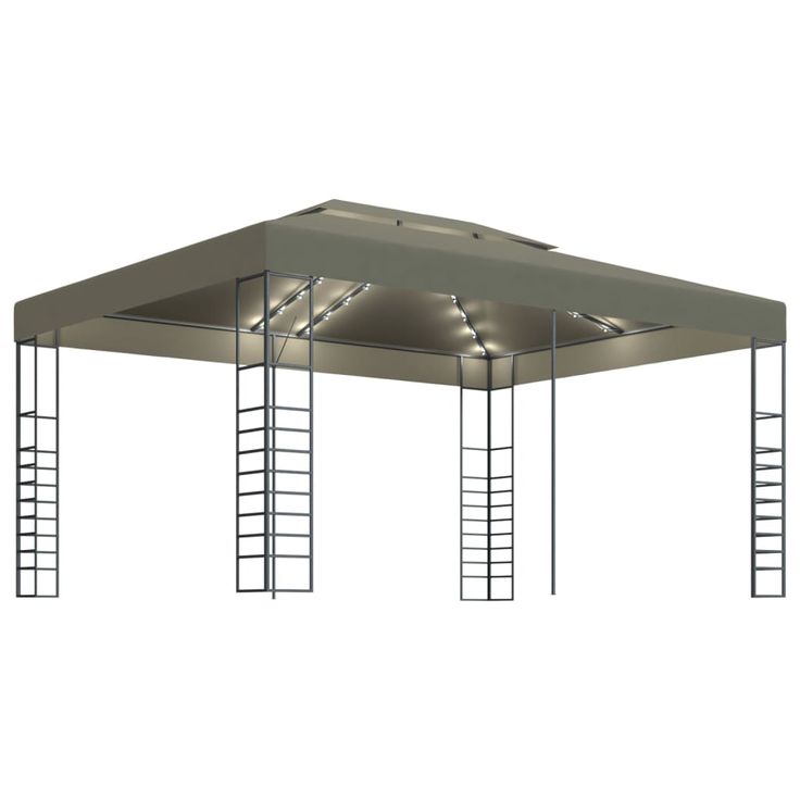Huvimaja LED-valonauhoilla 3x4 m ruskeanharmaa (70310)