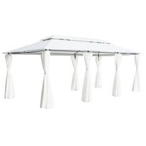 Huvimaja verhoilla 600x298x270 cm 180 g/m² valkoinen