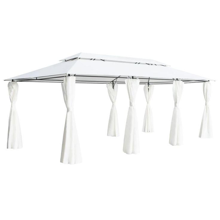 Huvimaja verhoilla 600x298x270 cm 180 g/m² valkoinen