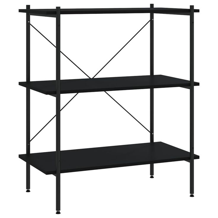 Hyllykkö 3-kerroksinen musta 80x40x92 cm (36339)