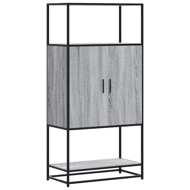 Hyllykkö Harmaa Sonoma 68x35x139 cm Suunniteltu puu ja metalli (49042)