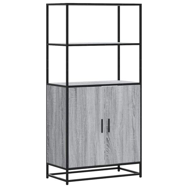 Hyllykkö Harmaa Sonoma 68x35x139 cm Suunniteltu puu ja metalli (49052)