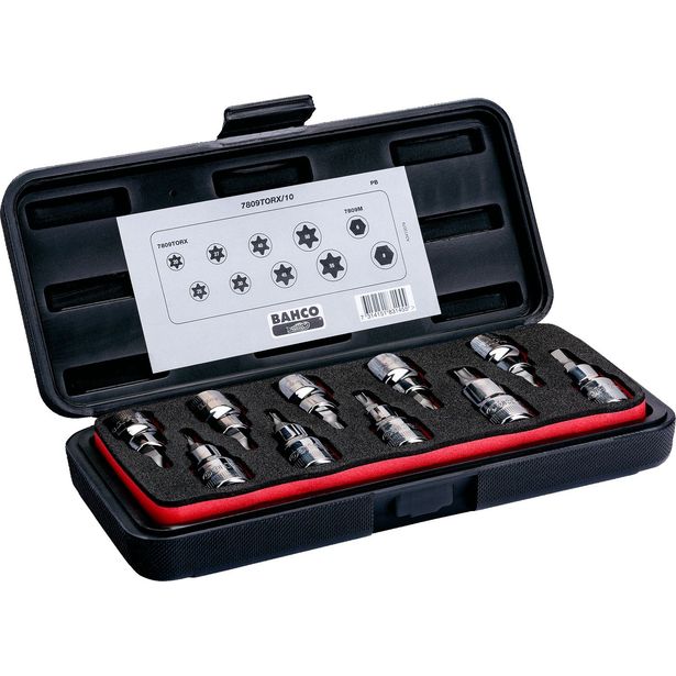 Hylsysarja Bahco 7809TORX/10, Phillips ja Torx