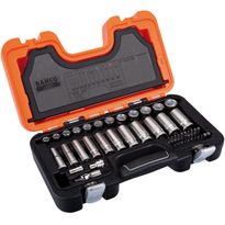 Hylsysarja Bahco S330L, 3/8&quot;, 10-22mm, pitkät ja lyhyet, 53 osaa