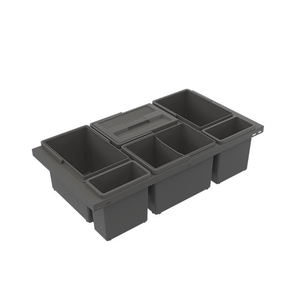 Jätelajittelujärjestelmä IMA Cube Basic Low M80 4x8L + 2x3L tummanharmaa