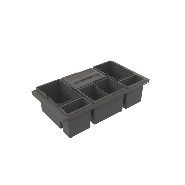 Jätelajittelujärjestelmä IMA Cube Basic Low M80 4x8L + 2x3L tummanharmaa