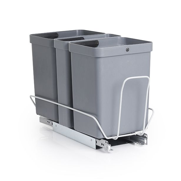 Jätelajitteluvaunu HT 2x10L + 1x5L harmaa