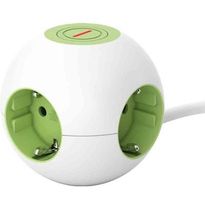 Jatkojohto Gelia Power globe, 2m, 4-osainen + kytkin, valkoinen/vihreä