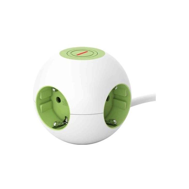 Jatkojohto Gelia Power globe, 2m, 4-osainen + kytkin, valkoinen/vihreä