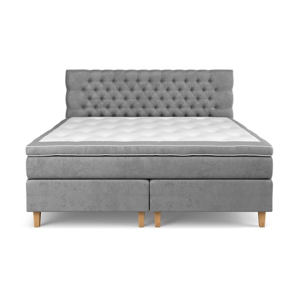 Jenkkisänky Estelle, 210x210 cm, sametti, harmaa (43283)