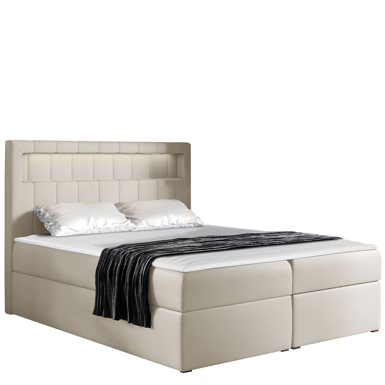 Jenkkisänky ASPEN 180x200 + sijauspatja, beige (3075)