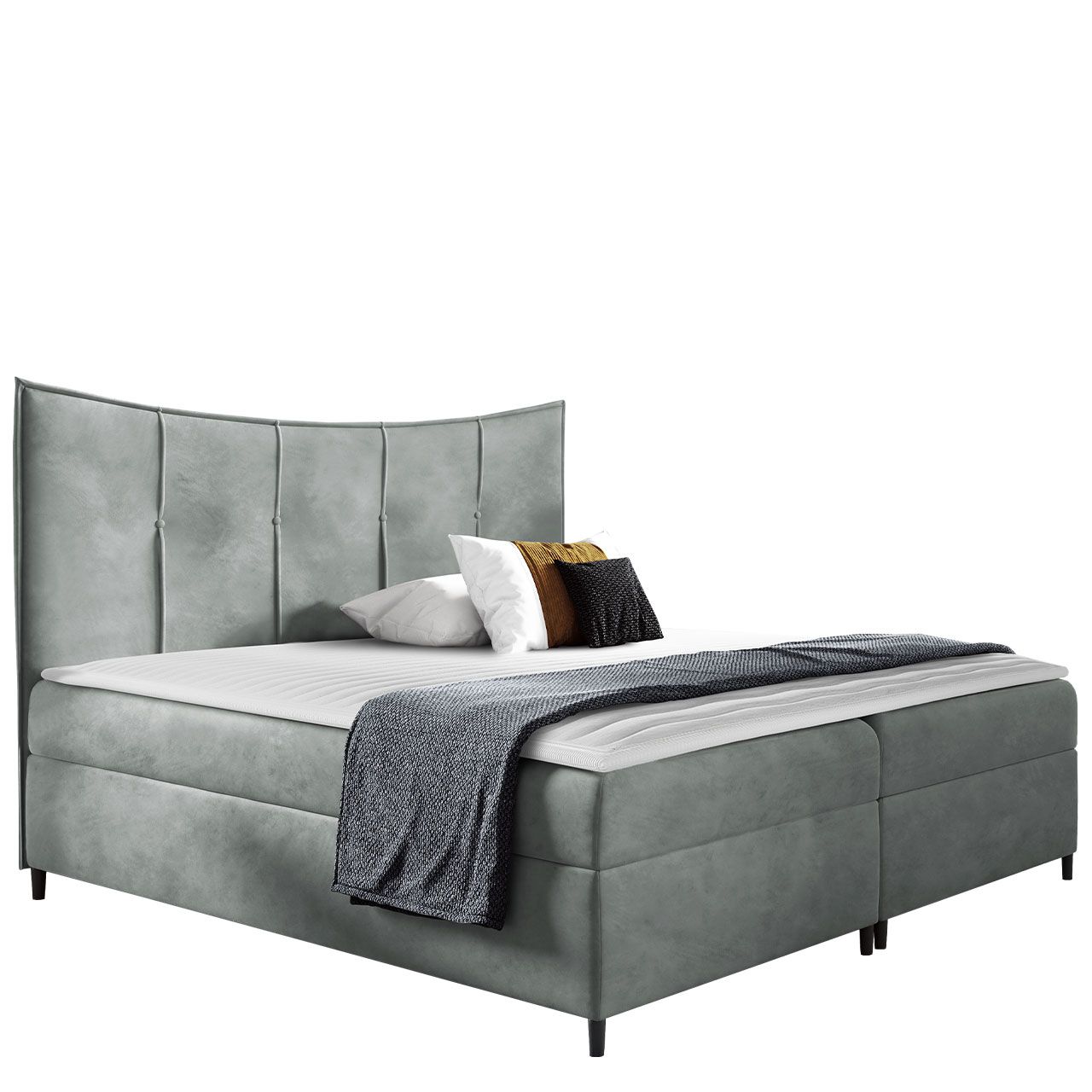 Jenkkisänky BERGAMO 160x200 + sijauspatja, harmaa (4865)