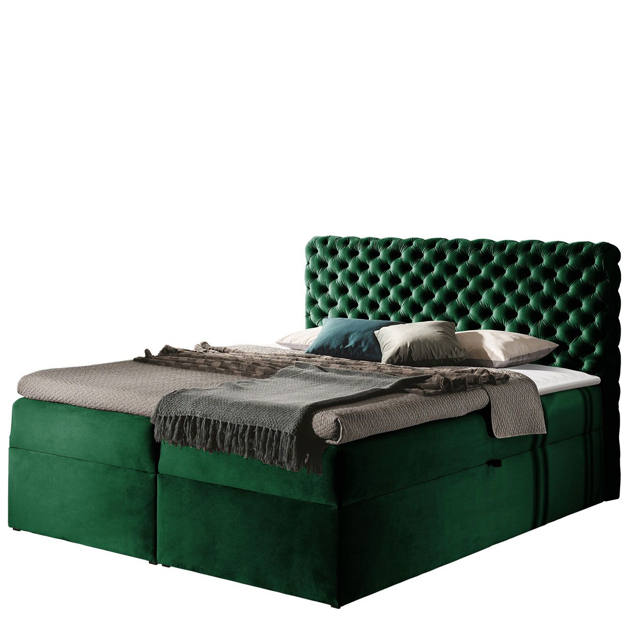 Jenkkisänky CHESTERFIELD 140x200 + sijauspatja , vihreä (7435)