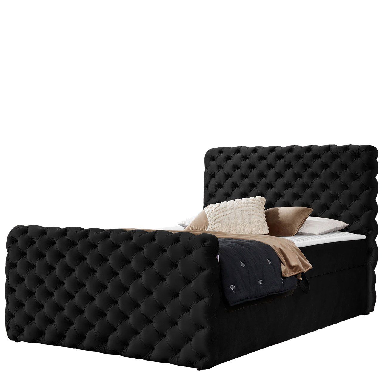 Jenkkisänky CHESTERFIELD LUX 140x200, musta (5000)
