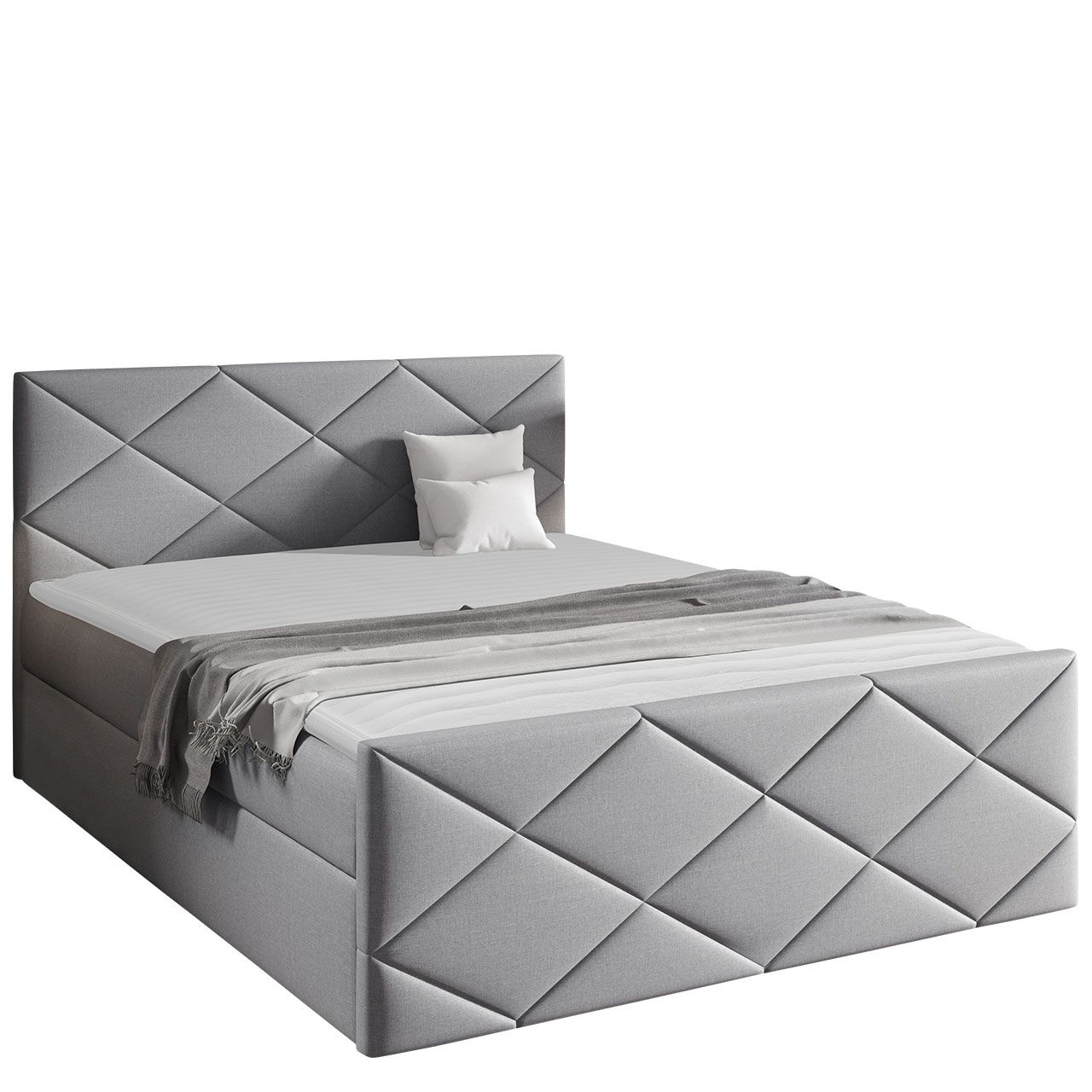 Jenkkisänky HERKULES 180x200 + sijauspatja, vaaleanharmaa (8476)