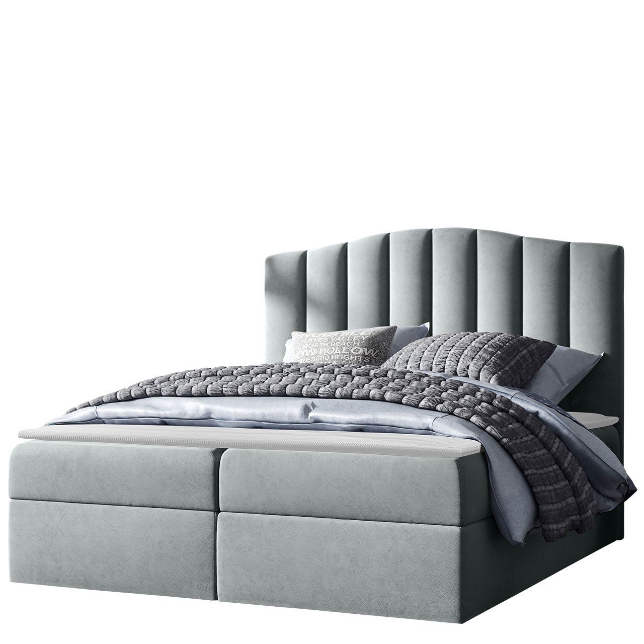 Jenkkisänky LINDOS 160x200 + sijauspatja, harmaa (0066)