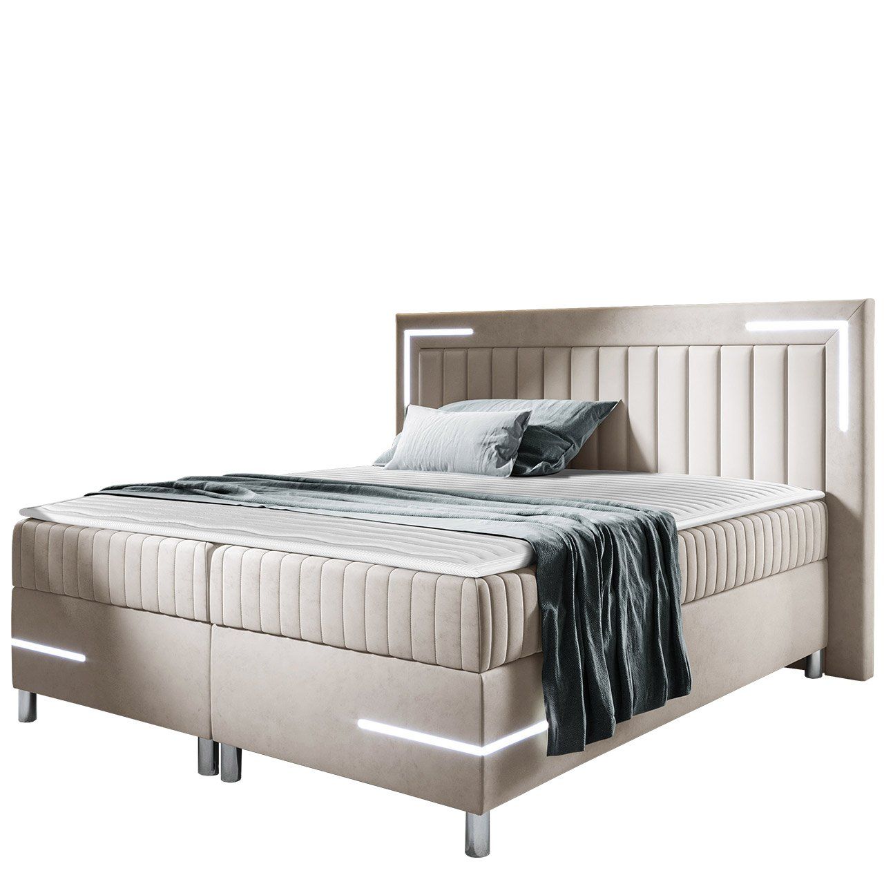 Jenkkisänky TANGO 3 180x200 + LED, beige (3223)