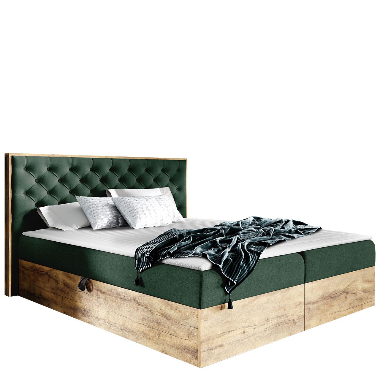 Jenkkisänky WOOD 3 200x200 + sijauspatja, vihreä (1657)