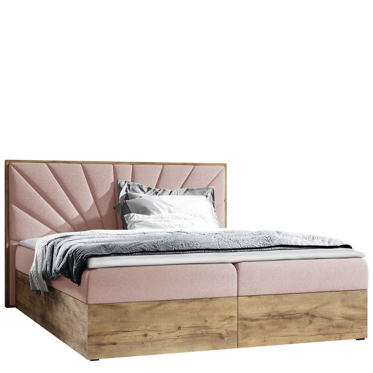 Jenkkisänky WOOD 7 200x200 + sijauspatja, pinkki (2383)