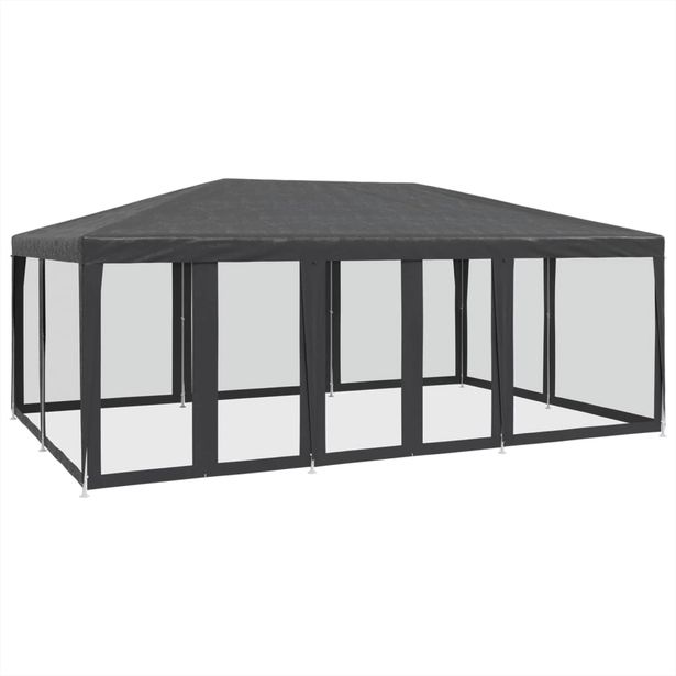 juhlateltta 10 mesh-sivuseinillä antrasiittia 6x4 m HDPE (10069)