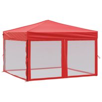 Juhlateltta kokoontaittuva sivuseinillä punainen 3x3 m (93534)