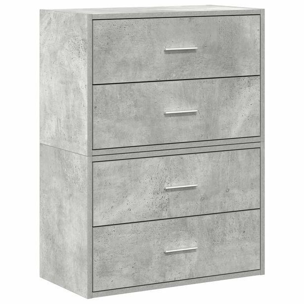 Kaapit 2 laatikkoa 2kpl betoninharmaa 60x31x40cm teknillinen puu (58828)