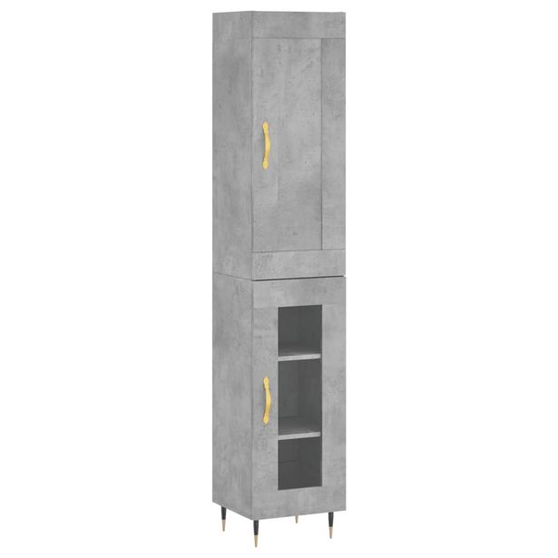 Kaappi betoninharmaa 34,5x34x180 cm tekninen puu (00373)