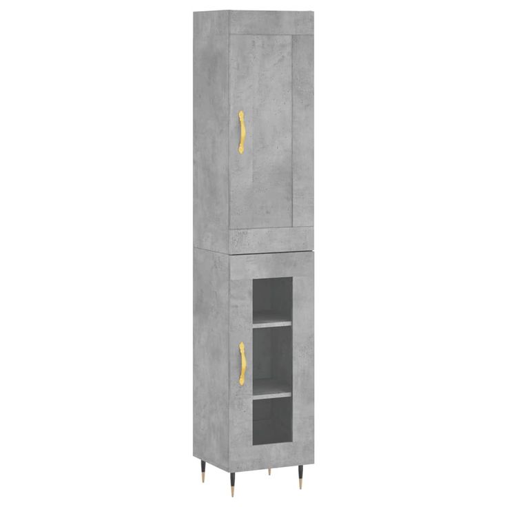 Kaappi betoninharmaa 34,5x34x180 cm tekninen puu (00373)