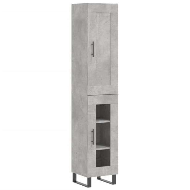 Kaappi betoninharmaa 34,5x34x180 cm tekninen puu (00413)