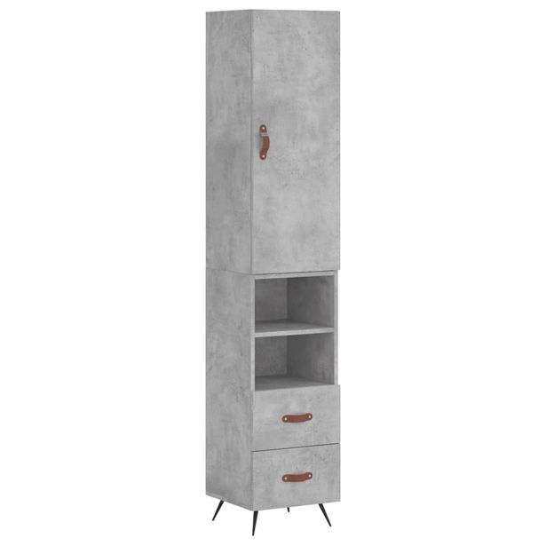 Kaappi betoninharmaa 34,5x34x180 cm tekninen puu (98893)