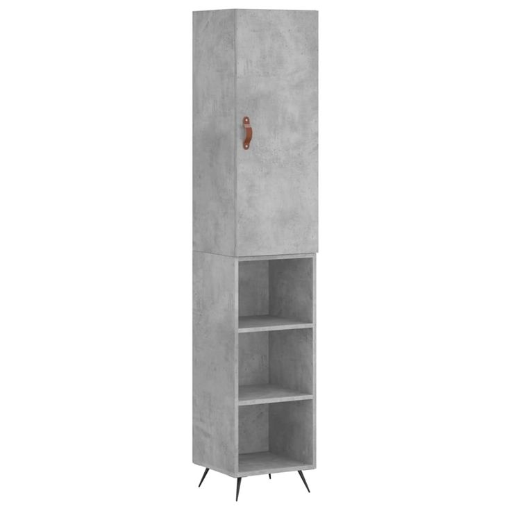 Kaappi betoninharmaa 34,5x34x180 cm tekninen puu (98957)