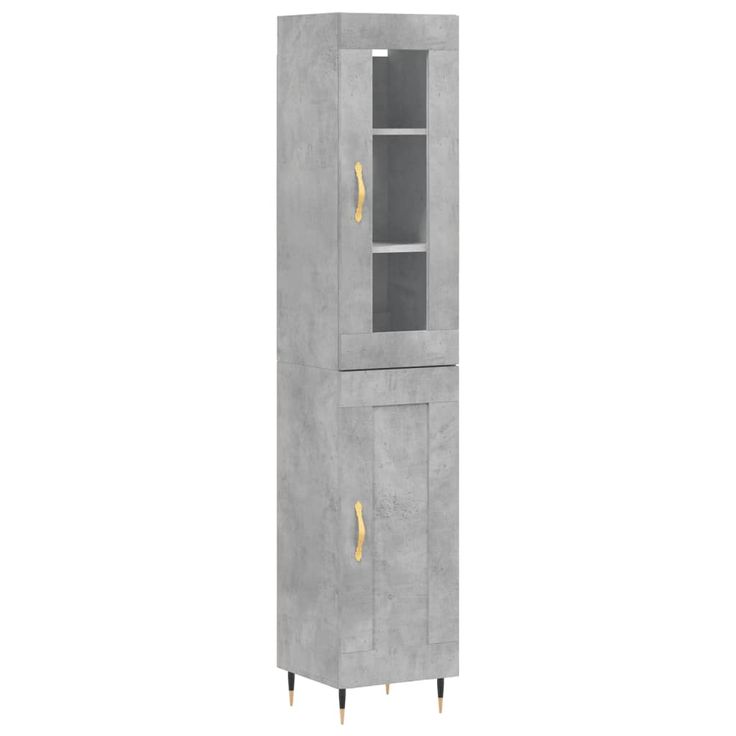Kaappi betoninharmaa 34,5x34x180 cm tekninen puu (99477)
