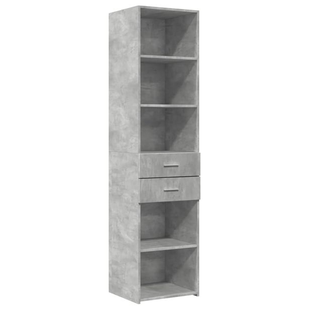 Kaappi betoninharmaa 45x42,5x185 cm tekninen puu (81451)